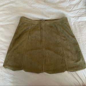 Olive Green Suede Mini Skirt